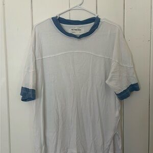 We The Free White Tee with Blue Trim